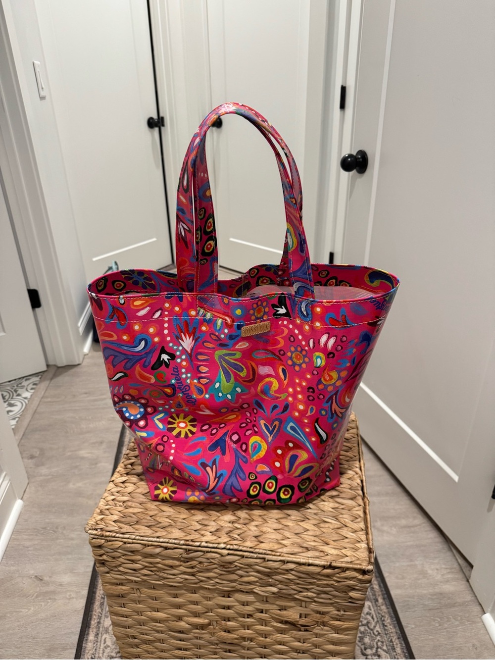 Consuela Hot Pink Multicolor Paisley Floral Tote